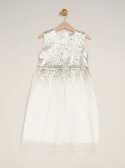 Blanc - Ensemble robe Miss Waterfall à sequins et boléro en fausse fourrure
