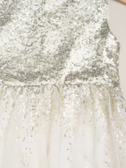 Blanc - Ensemble robe Miss Waterfall à sequins et boléro en fausse fourrure