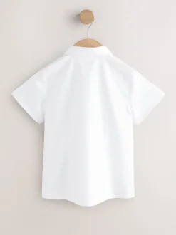 Blanc - Fermeture par contact Chemises à manches extensibles riches en coton (3-17ans)