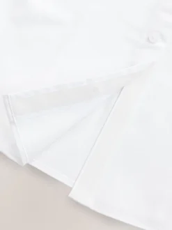 Blanc - Fermeture par contact Chemises à manches extensibles riches en coton (3-17ans)