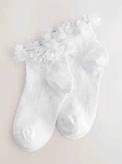 Blanc - Lot 2 paires de chaussettes de demoiselle d'honneur en coton majoritaire