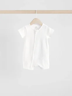 Blanc - Lot de 3 barboteuses à fermeture éclair bidirectionnelle pour bébé 100% coton (0mois à3ans)