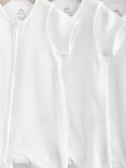 Blanc - Lot de 3 barboteuses à fermeture éclair bidirectionnelle pour bébé 100% coton (0mois à3ans)