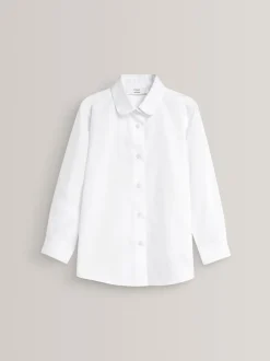 Blanc - Lot de 2 chemises à manches longues et col incurvé pour l'école (3-16ans)