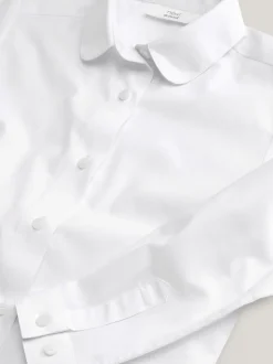 Blanc - Lot de 2 chemises à manches longues et col incurvé pour l'école (3-16ans)