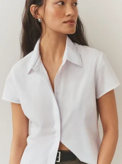 Blanc - Lot de 2 Chemises ajustées extensibles indispensables à Manches courtes