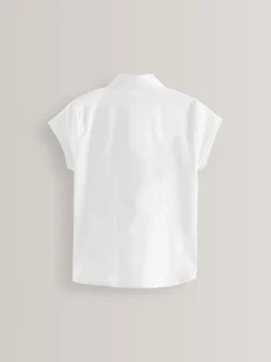 Blanc - Lot de 2 chemises d’école haut de gamme en coton extensible riche (3-18ans)