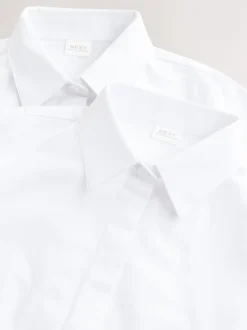 Blanc - Lot de 2 chemises Premium School riches en coton extensible ajustées à manches courtes (3-18ans)