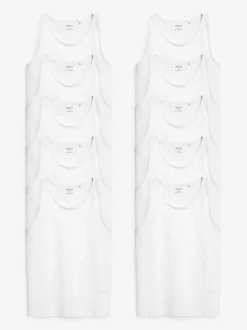 Blanc - Lot de 10 gilets à superposer 100% coton