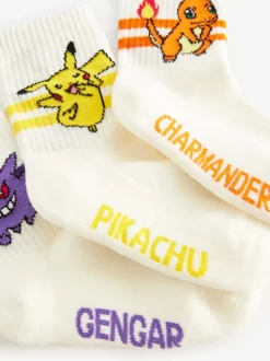 Blanc - Lot de 3 paires de chaussettes Pokemon