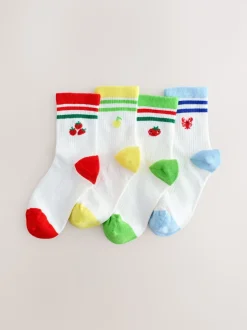 Blanc - Lot de 4 paires de chaussettes côtelées en coton majoritaire