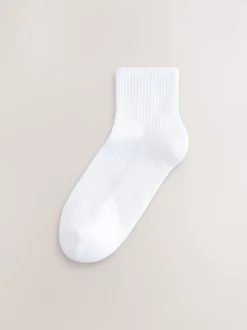 Blanc - Lot de 3 paires de chaussettes courtes côtelées à semelle coussinée avec soutien de la voûte plantaire