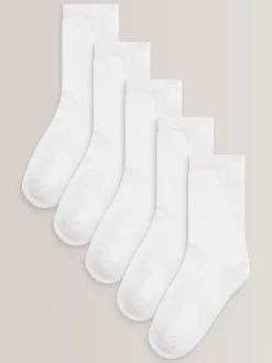Blanc - Lot de 5 paires de chaussettes de sport pour l'école enrichies en coton matelassées