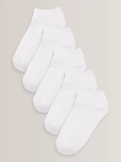 Blanc - Lot de 5 paires de chaussettes de sport à semelle rembourrée