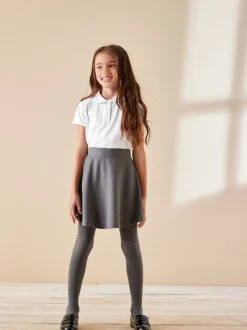 Blanc - Lot de 2 polos en coton extensible à col volanté pour l'école (3-16ans)
