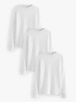 Blanc - Lot de 3 T-shirts à manches longues 100 % coton (1.5-16ans)