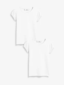 Blanc - Lot de 2 t-shirts à manches bouffantes (3-16ans)