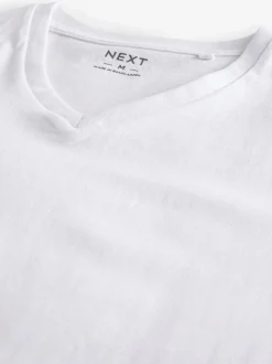 Blanc - Lot de 10 T-shirts Col en V 100% Coton Coupe ajustée