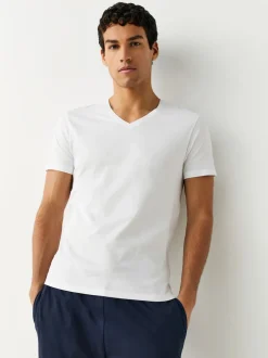 Blanc - Lot de 5 T-shirts Col en V 100% Coton Coupe ajustée