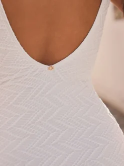 Blanc - Maillot de bain gainant à encolure dégagée