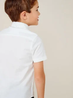 Blanc - Manches courtes Coton riche Oxford Chemise (3-16ans)