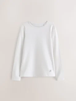 Blanc - Manches longues Base Layer Top (3-16yrs)