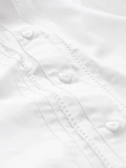 Blanc - Manches longues dentelle festonnée École Chemisiers (3-14yrs)