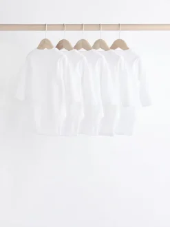 Blanc - Manches longues Rib Bébé Body 5 Pack