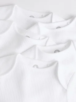 Blanc - Manches longues Rib Bébé Body 5 Pack