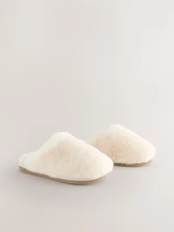 Blanc - N. Chaussons mules en shearling haut de gamme