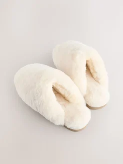 Blanc - N. Chaussons mules en shearling haut de gamme