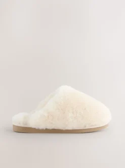 Blanc - N. Chaussons mules en shearling haut de gamme