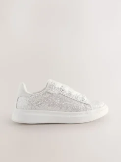 Blanc à paillettes - Baskets à lacets
