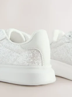 Blanc à paillettes - Baskets à lacets