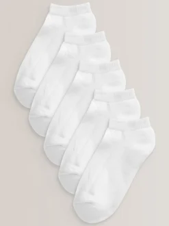 Blanc - Paquet de 5 chaussettes d'entraînement à semelle coussinée en coton riche