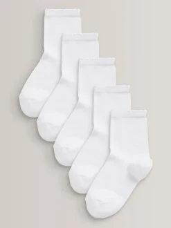Blanc - Paquet de 5 chaussettes d'école en coton riche