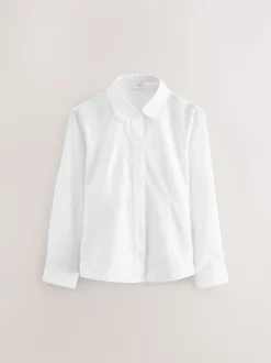 Blanc - Paquet de 5 chemises scolaires ajustées à manches longues (3-17ans)