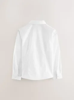 Blanc - Paquet de 5 chemises scolaires ajustées à manches longues (3-17ans)