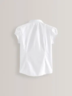 Blanc - Paquet de 5 chemises d'école à manches bouffantes (3-16ans)