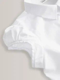 Blanc - Paquet de 5 chemises d'école à manches bouffantes (3-16ans)