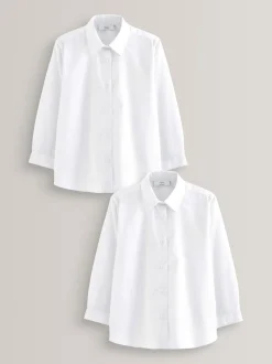 Blanc - Paquet de 2 chemises d'école à manches longues (3-18ans)