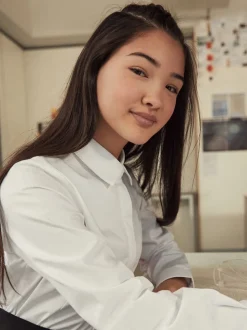 Blanc - Paquet de 2 chemises d'écolier à manches longues en coton riche extensible (3-18ans)