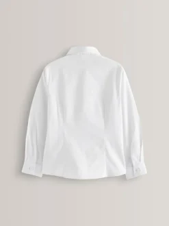 Blanc - Paquet de 2 chemises d'écolier à manches longues en coton riche extensible (3-18ans)
