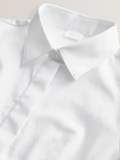 Blanc - Paquet de 2 chemises d'écolier à manches longues en coton riche extensible (3-18ans)