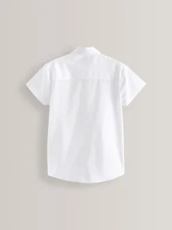 Blanc - Paquet de 2 Manches courtes Chemise d'écolier à col arrondi (3-16ans)