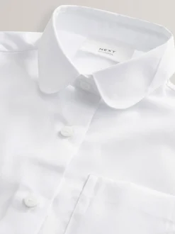 Blanc - Paquet de 2 Manches courtes Chemise d'écolier à col arrondi (3-16ans)