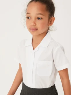 Blanc - Paquet de 2 Manches courtes Revere School Collar Shirts (3-17ans)