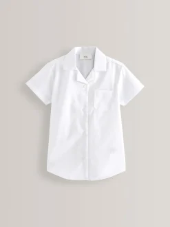 Blanc - Paquet de 2 Manches courtes Revere School Collar Shirts (3-17ans)