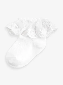 Blanc - Paquet de chaussettes en dentelle d'occasion 1 (0mois-2ans)