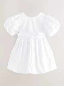 Blanc - Peignoir Flower Girls en taffetas Noeud (3mois-8ans)